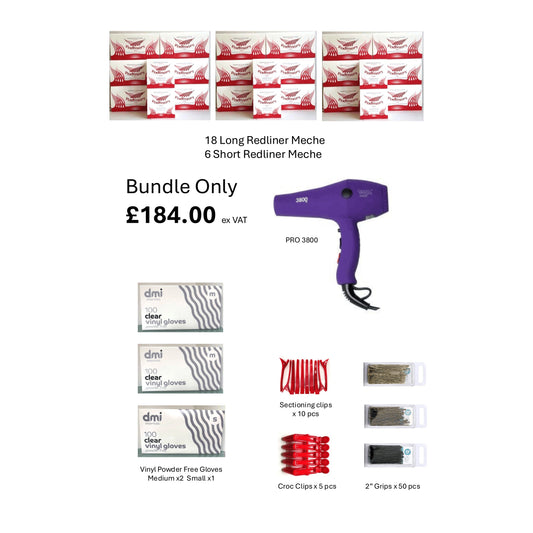 18 Long & 6 Short Redliners Meche with Vinyl Gloves Bundle