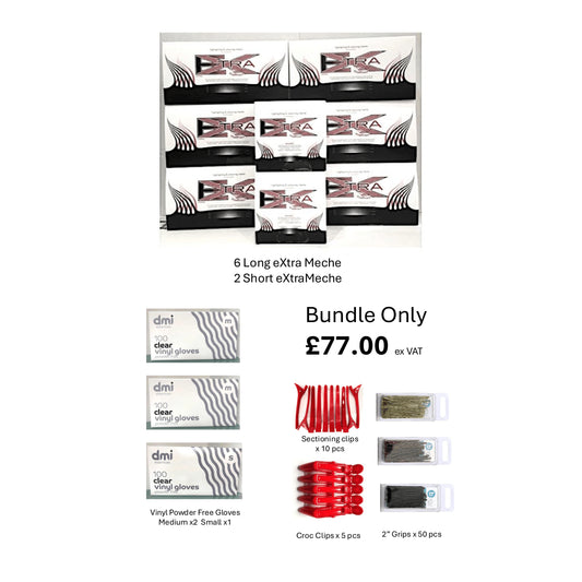 6 Long eXtra & 2 Short eXtra Meche with Viynl Gloves Bundle